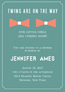 10 φανταστικές προσκλήσεις για το Baby Shower των διδύμων σας! 6 Δύο φιόγκοι.