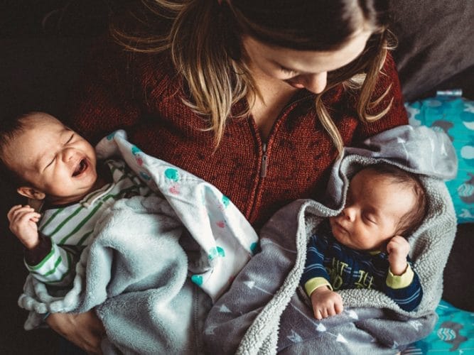 mommy and newborn twins 732x549 thumbnail