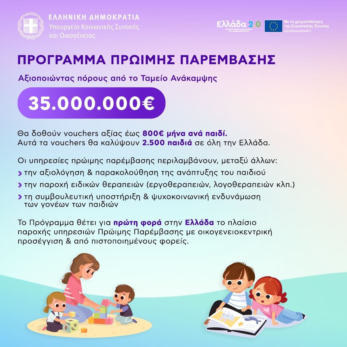 Πρώιμη Παιδική Παρέμβαση: Καλά νέα για τους γονείς - Ποιοι δικαιούνται 800 ευρώ voucher ανά παιδί 1 IMG 20241024 WA0012